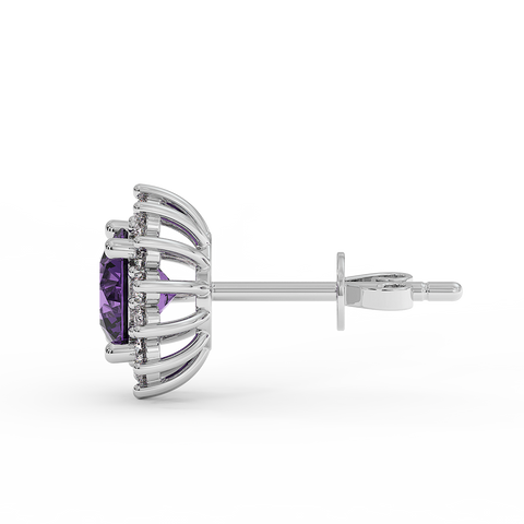 18K Gold Diamond Amethyst Earrings