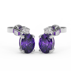 18K Gold Diamond Amethyst Earrings