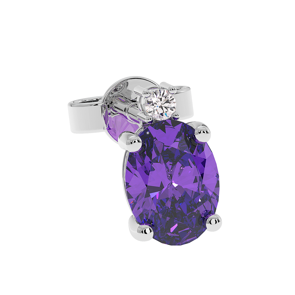 18K Gold Diamond Amethyst Earrings