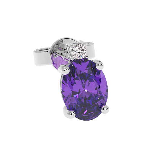 18K Gold Diamond Amethyst Earrings