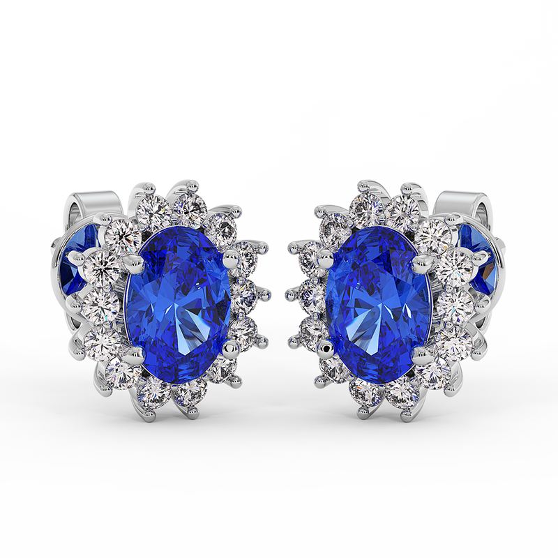18K Gold Diamond Tanzanite Earrings
