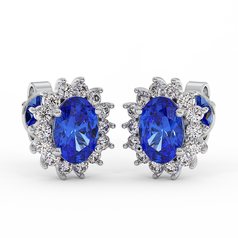 18K Gold Diamond Tanzanite Earrings