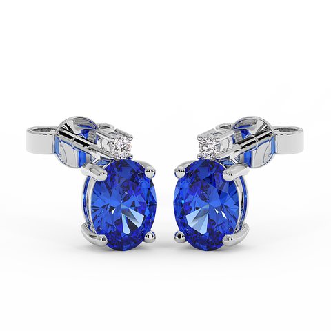 18K Gold Diamond Tanzanite Earrings