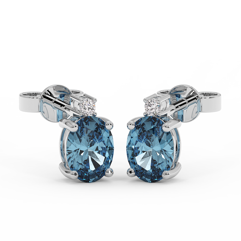 18K Gold Diamond Aquamarine Earrings