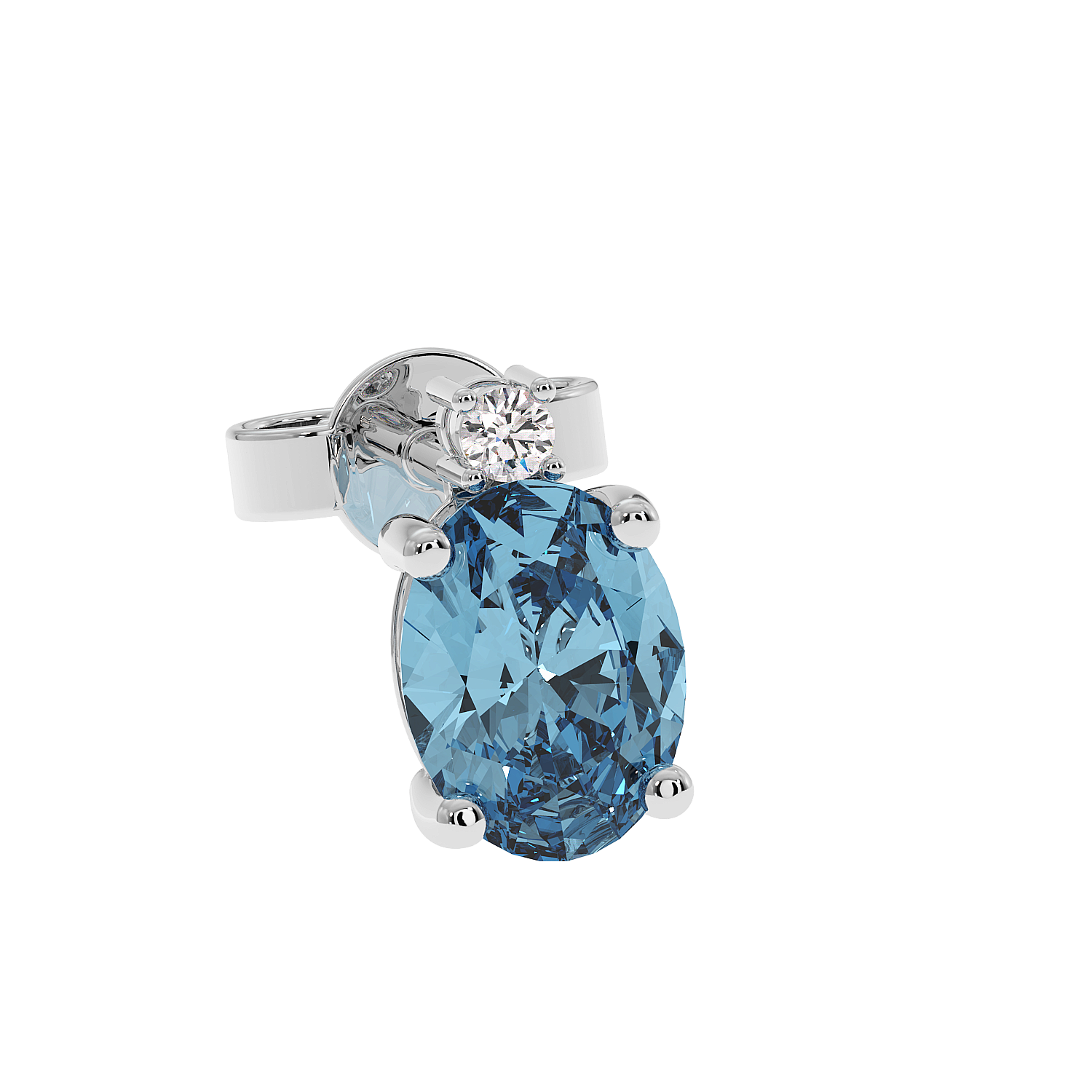 18K Gold Diamond Aquamarine Earrings