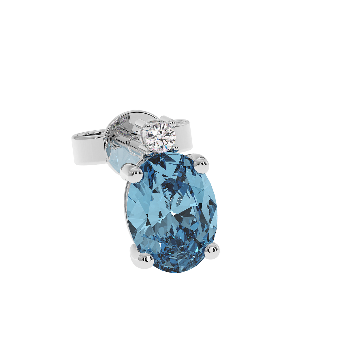 18K Gold Diamond Aquamarine Earrings