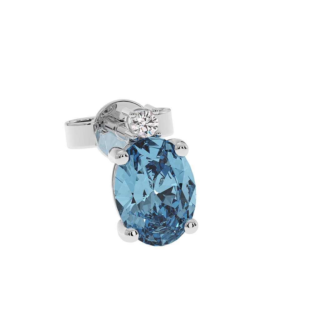 18K Gold Diamond Aquamarine Earrings