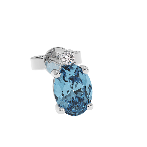 18K Gold Diamond Aquamarine Earrings