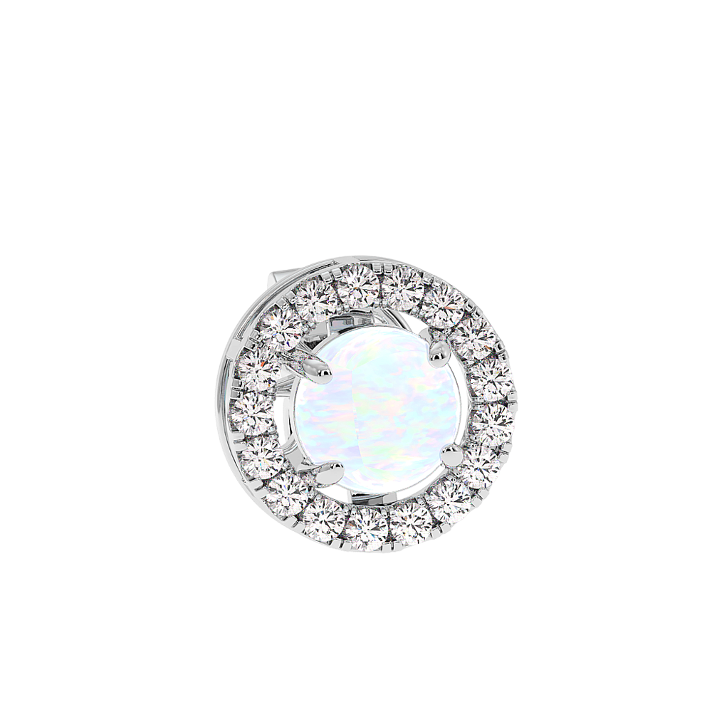 18K Gold Diamond Opal Earrings