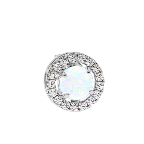 18K Gold Diamond Opal Earrings