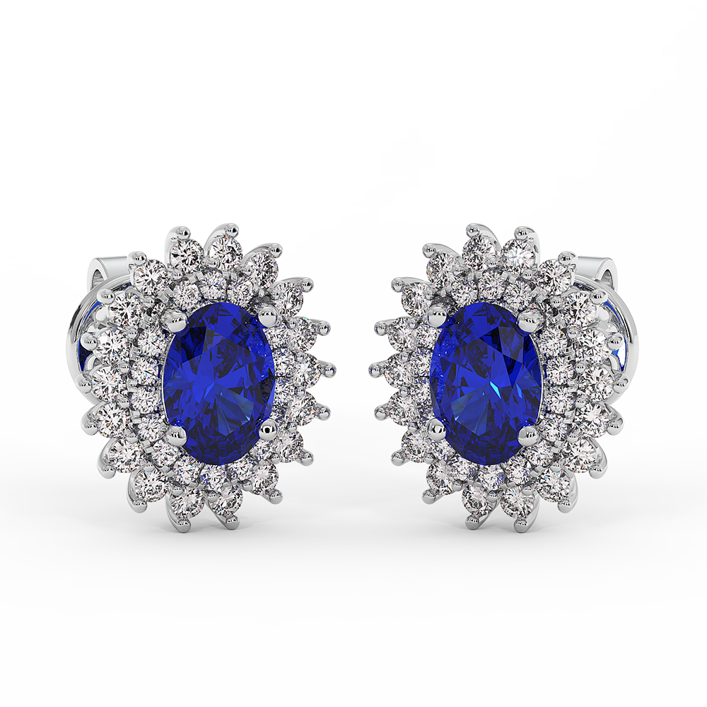 18K Gold Diamond Sapphire Earrings