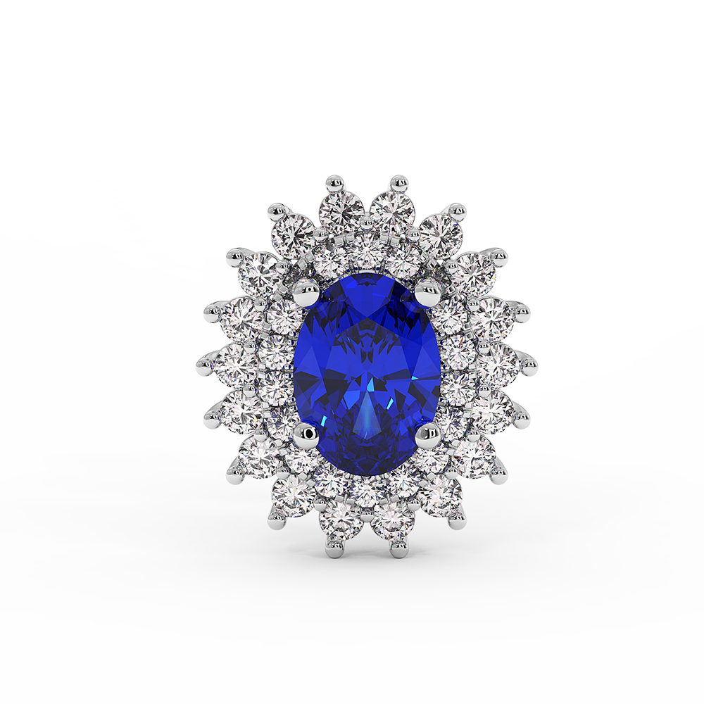 18K Gold Diamond Sapphire Earrings