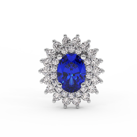 18K Gold Diamond Sapphire Earrings