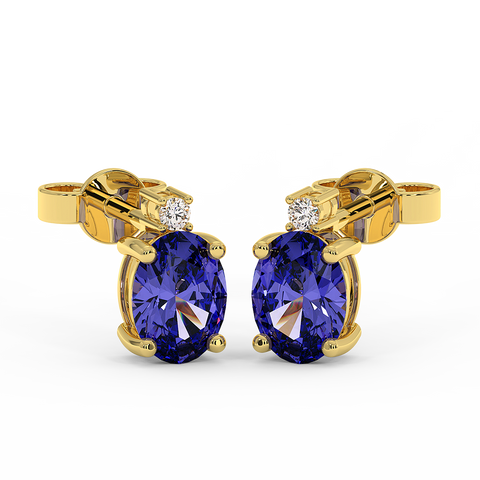 18K Gold Diamond Tanzanite Earrings