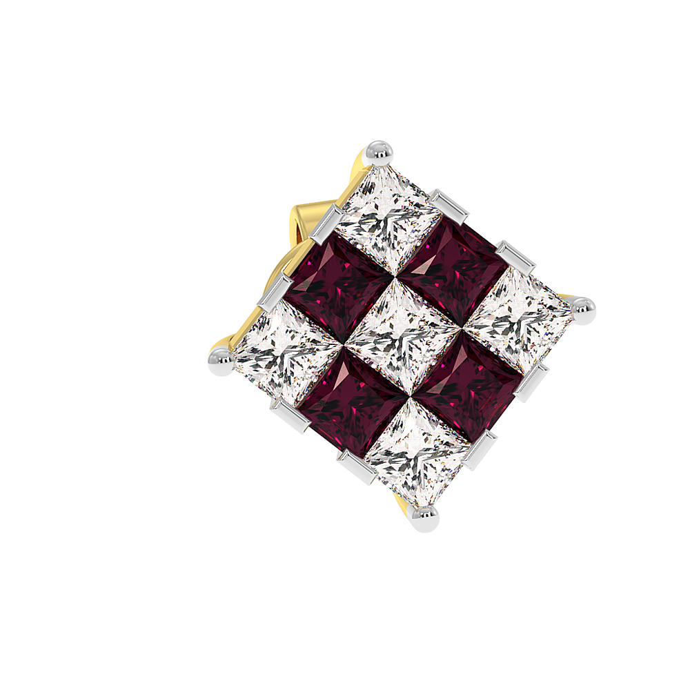 18K Gold Diamond Ruby Earrings