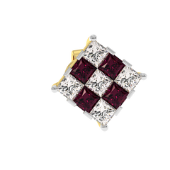 18K Gold Diamond Ruby Earrings