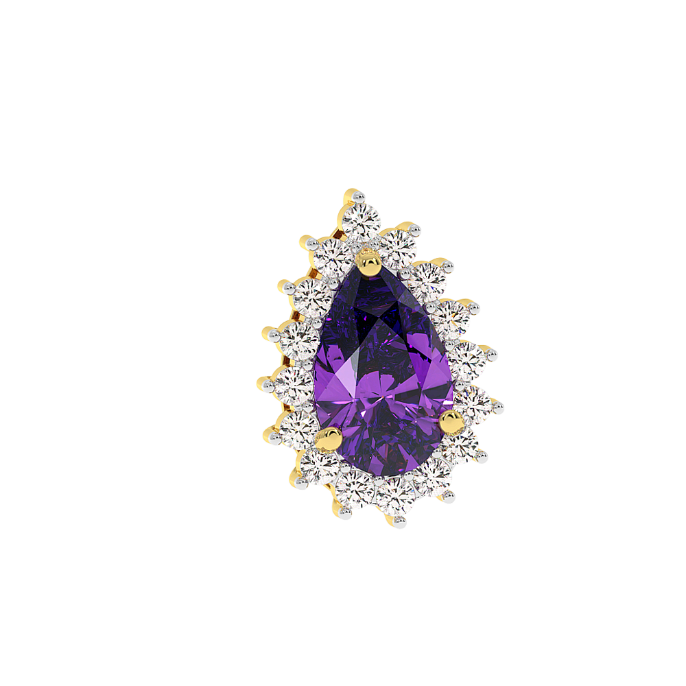 18K Gold Diamond Amethyst Earrings