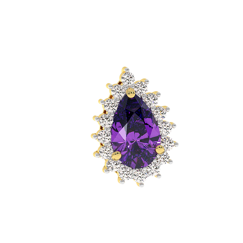 18K Gold Diamond Amethyst Earrings