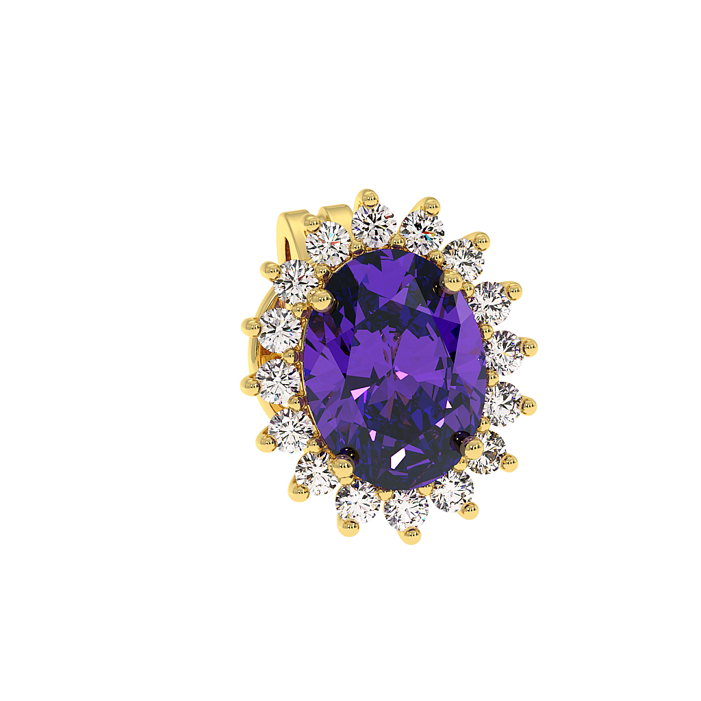 18K Gold Diamond Amethyst Earrings