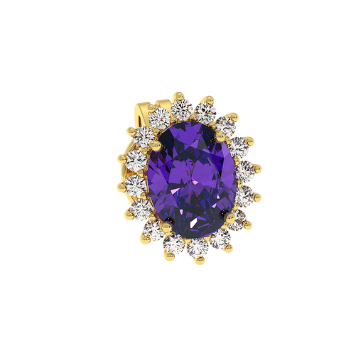 18K Gold Diamond Amethyst Earrings