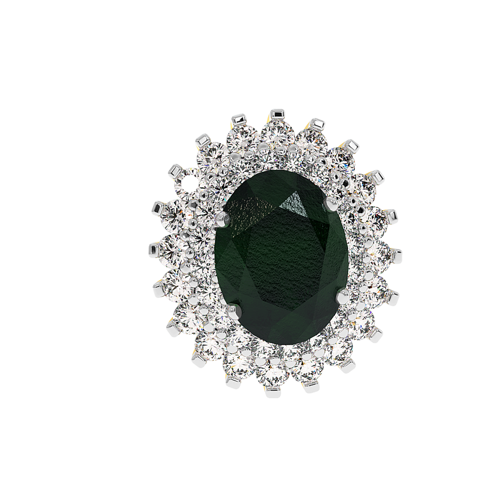 18K Gold Diamond Emerald Earrings