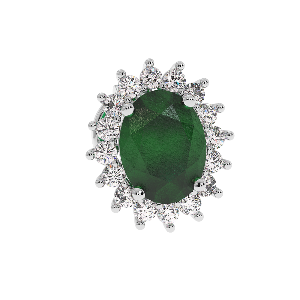 18K Gold Diamond Emerald Earrings