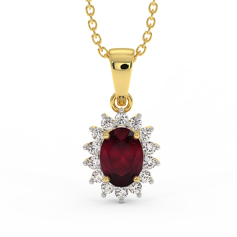 18K Gold Diamond Ruby Pendant