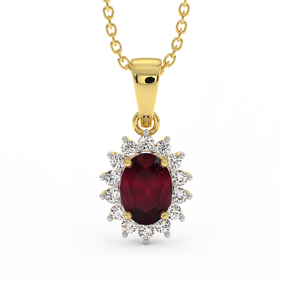 18K Gold Diamond Ruby Pendant