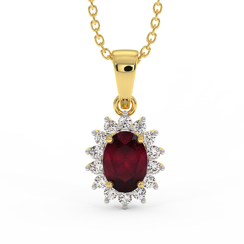 18K Gold Diamond Ruby Pendant