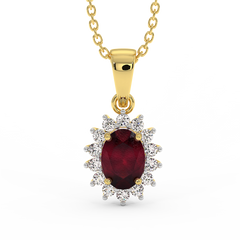 18K Gold Diamond Ruby Pendant