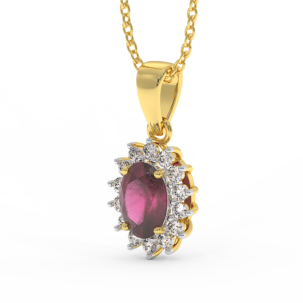 18K Gold Diamond Ruby Pendant