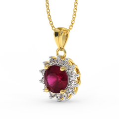 18K Gold Diamond Ruby Pendant
