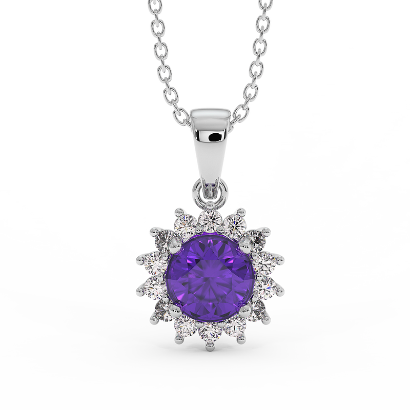 18K Gold Diamond Amethyst Pendant