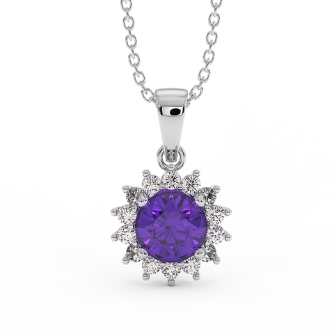 18K Gold Diamond Amethyst Pendant