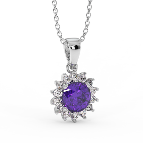 18K Gold Diamond Amethyst Pendant
