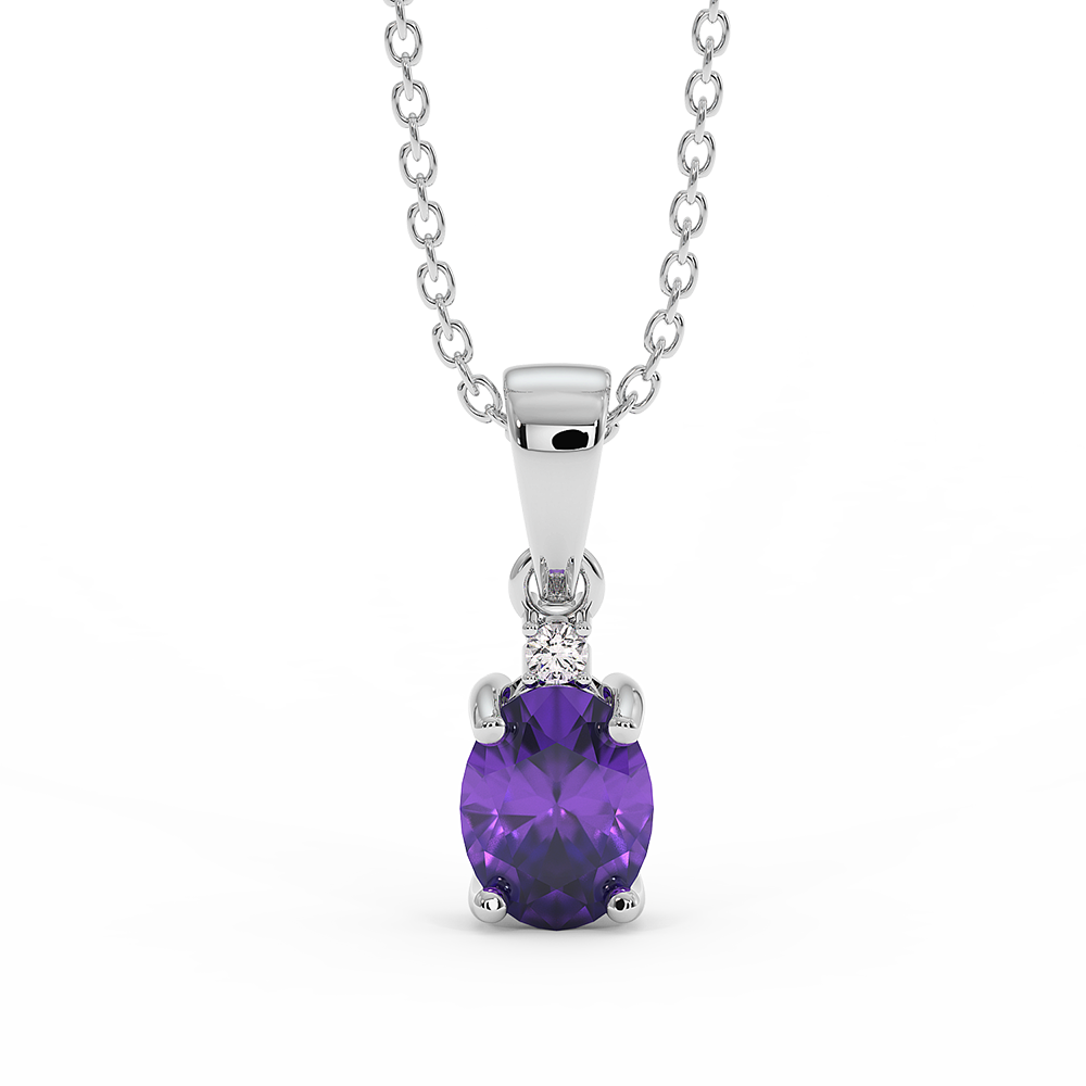 18K Gold Diamond Amethyst Pendant
