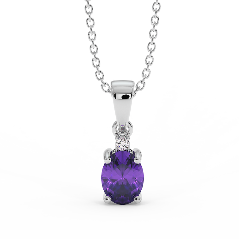 18K Gold Diamond Amethyst Pendant