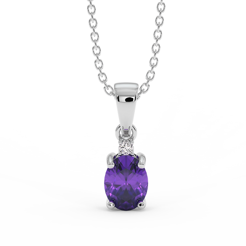 18K Gold Diamond Amethyst Pendant