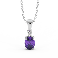 18K Gold Diamond Amethyst Pendant