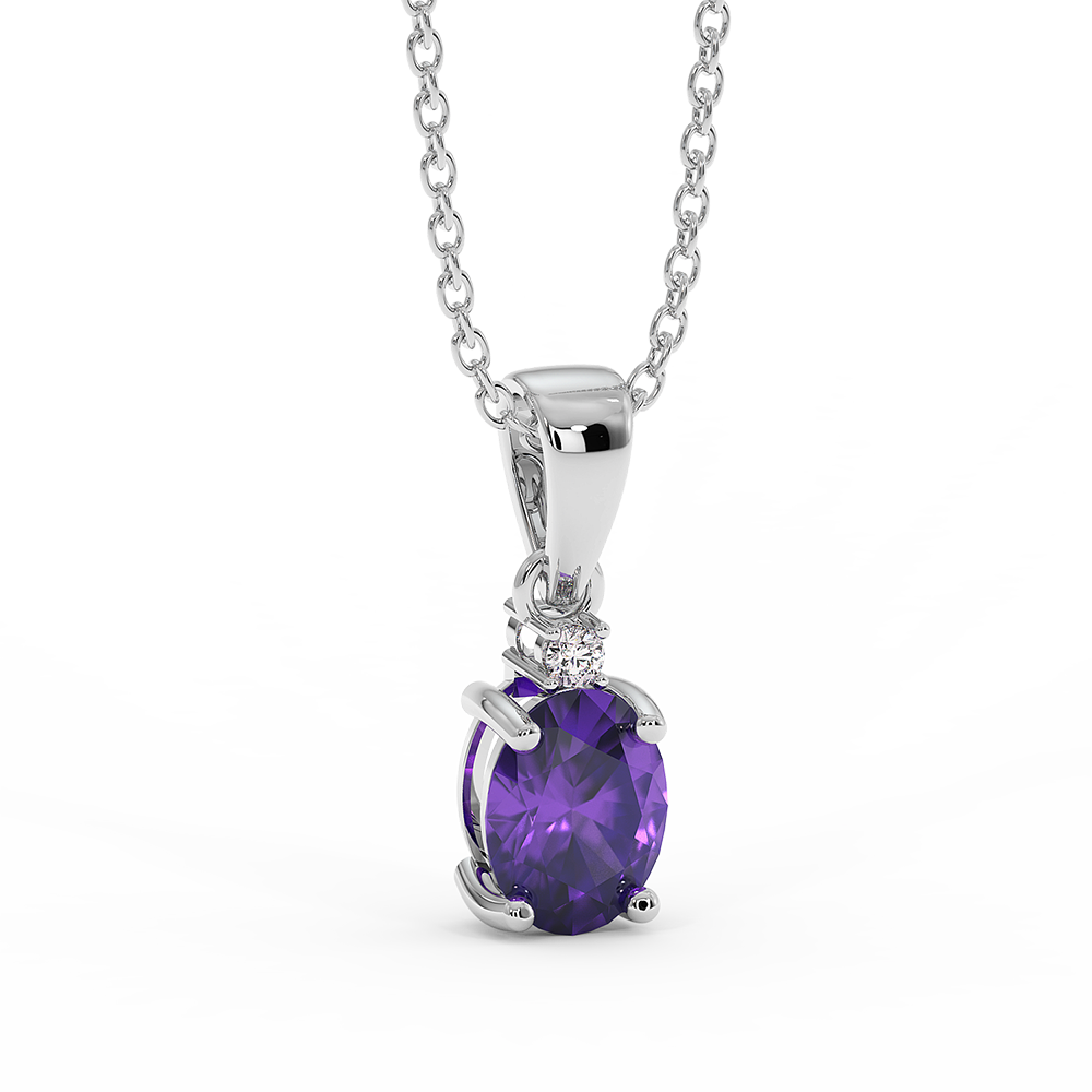 18K Gold Diamond Amethyst Pendant