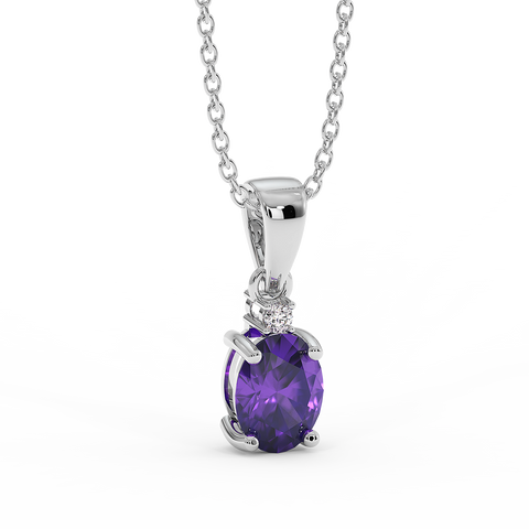 18K Gold Diamond Amethyst Pendant