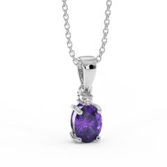 18K Gold Diamond Amethyst Pendant