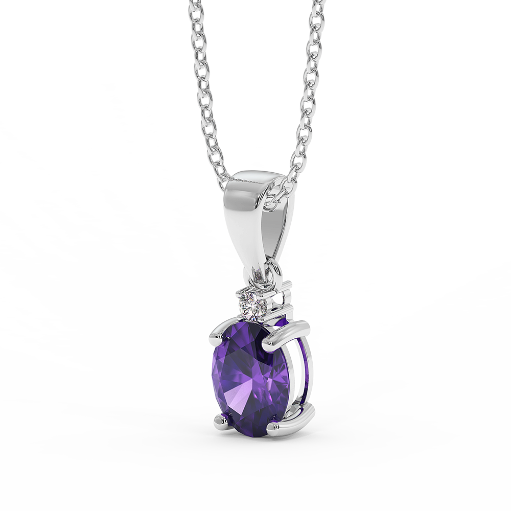 18K Gold Diamond Amethyst Pendant