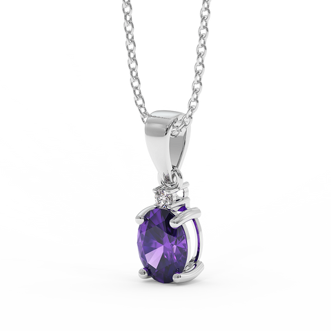 18K Gold Diamond Amethyst Pendant