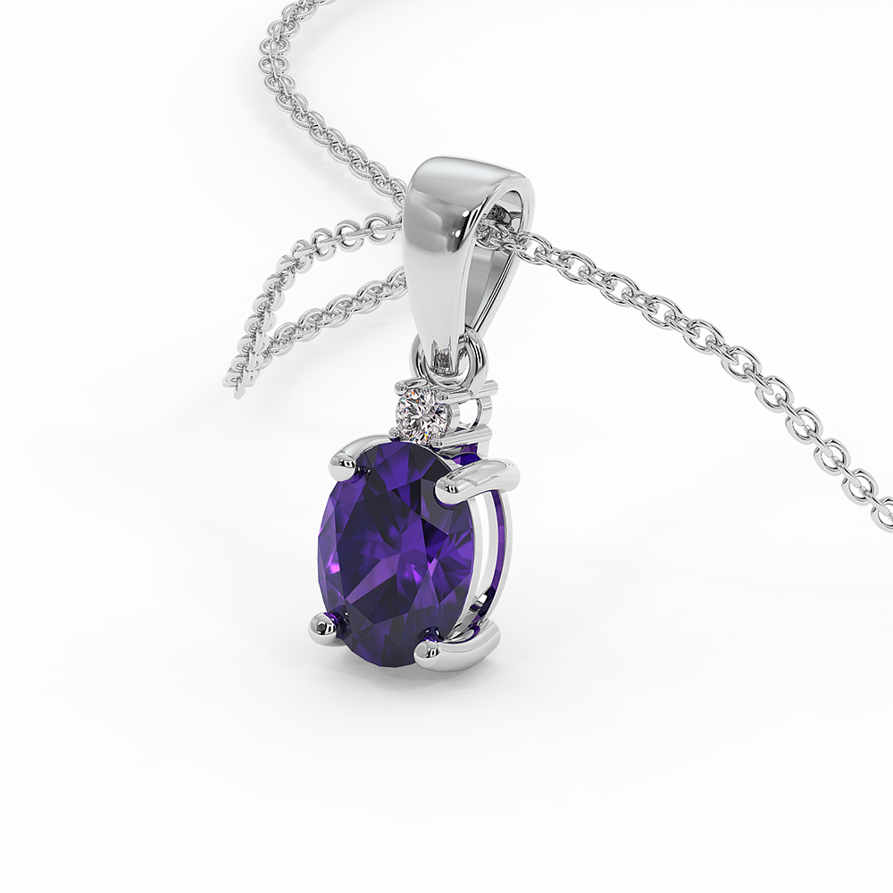 18K Gold Diamond Amethyst Pendant