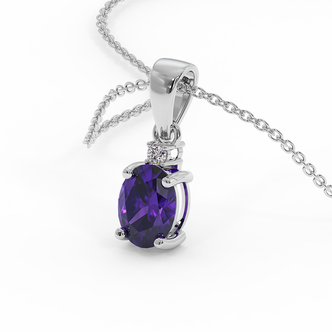 18K Gold Diamond Amethyst Pendant