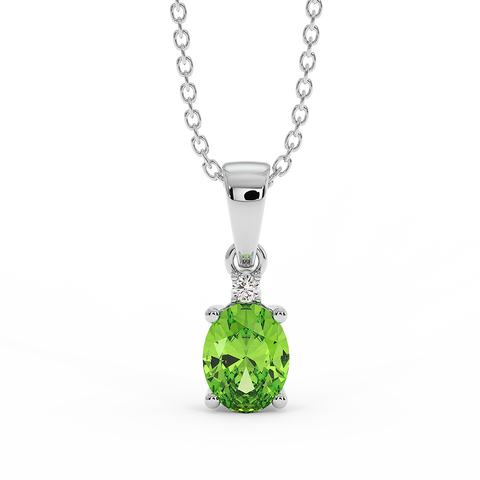 18K Gold Diamond Peridot Pendant