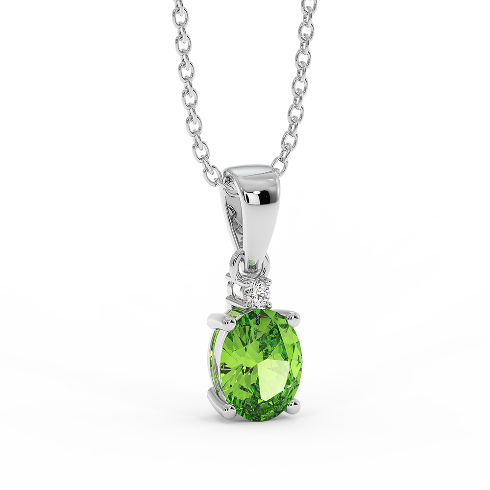 18K Gold Diamond Peridot Pendant