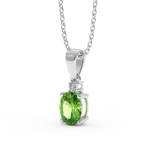18K Gold Diamond Peridot Pendant