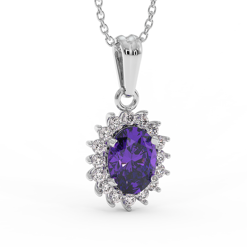 18K Gold Diamond Amethyst Pendant